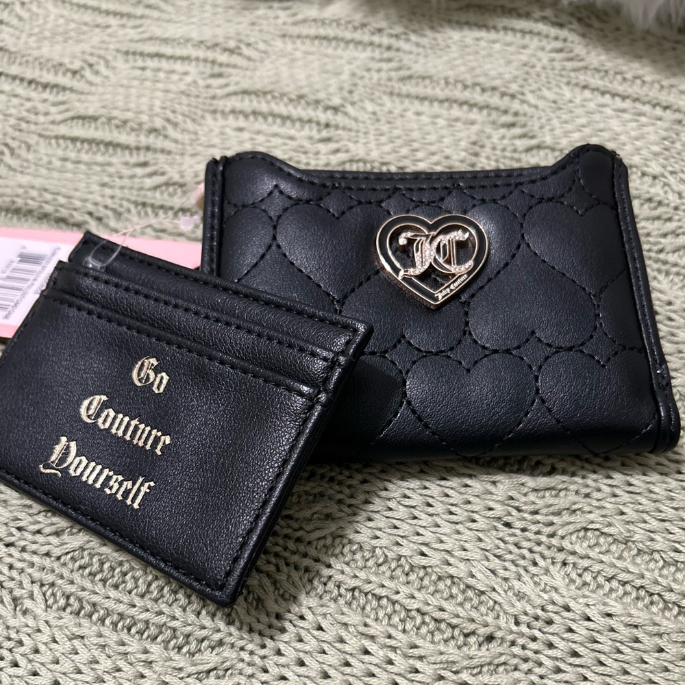 NWT Juicy Couture Black Small Quilted Heart Wallet - Picture 2 of 8